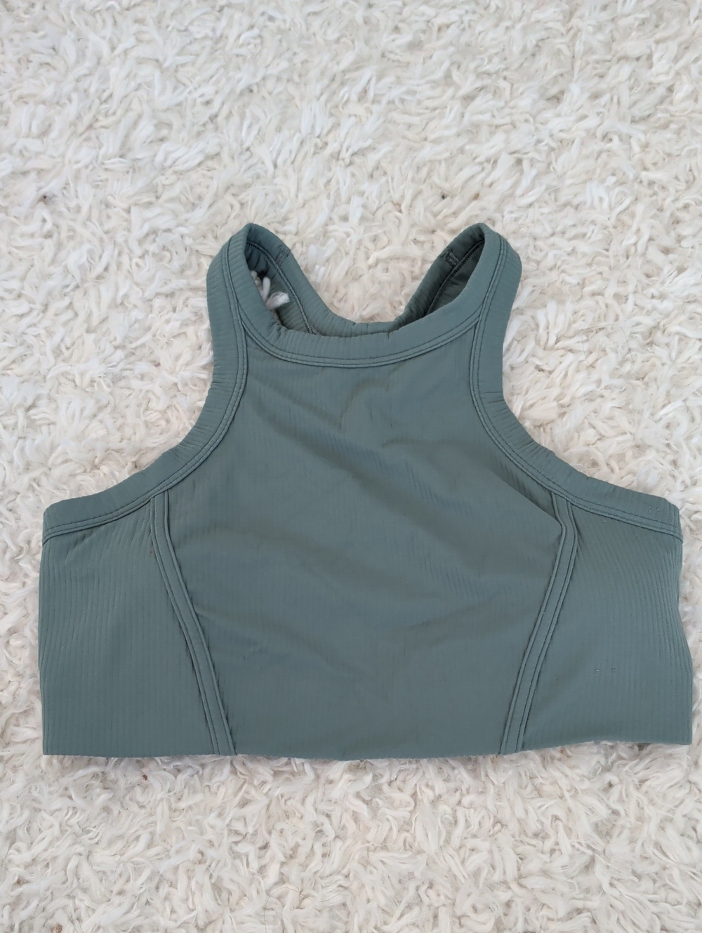 Lulu Nulu Women's High-Neck Ribbed Sports Bra - Sage Green